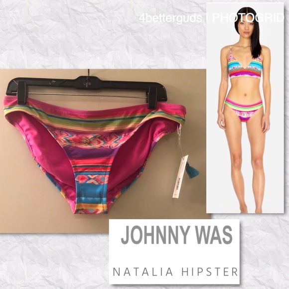NEW Johnny Was Natalia Hipster Colorful Abstract Print Bikini Bottom Size LG 12 - Picture 11 of 16